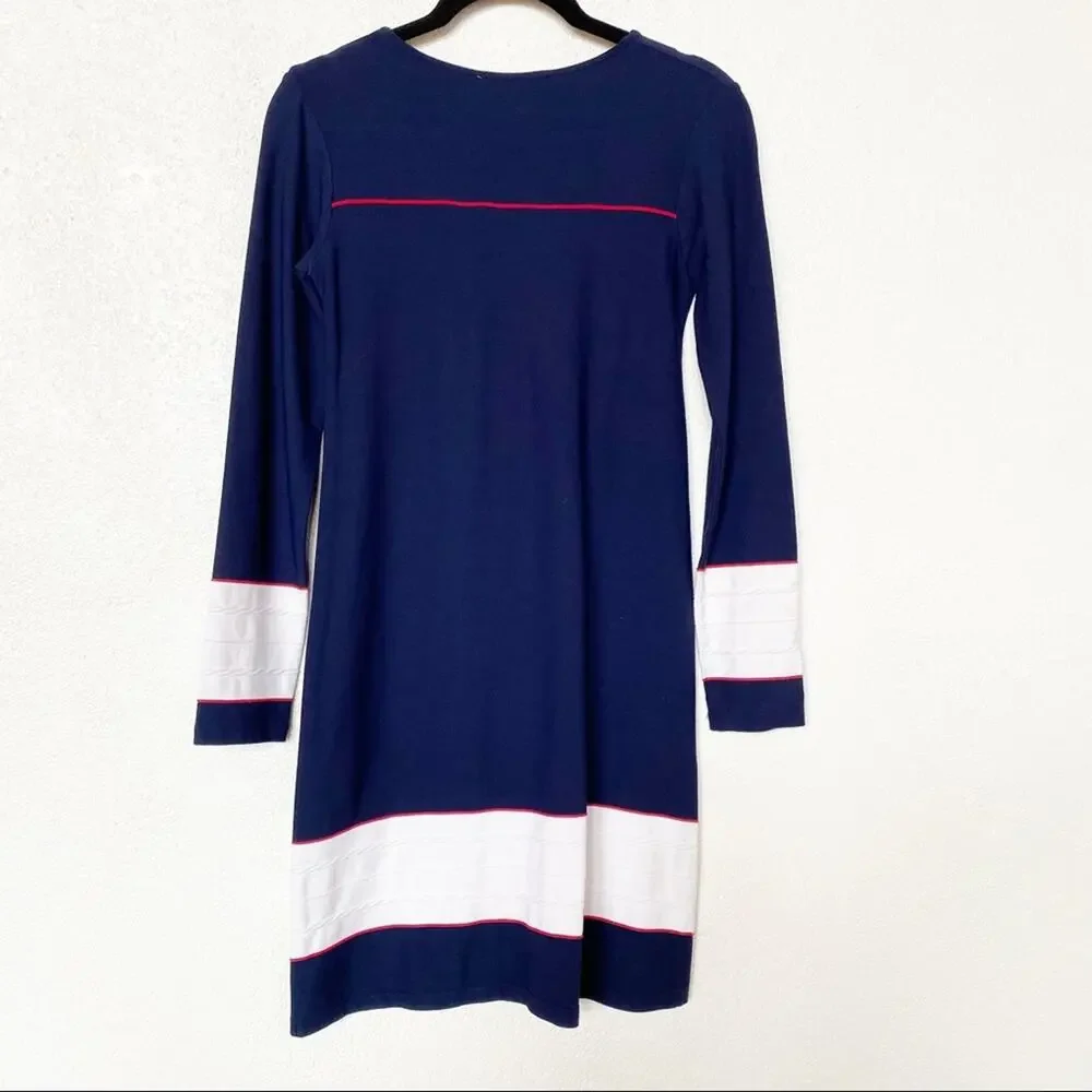 Leota Navy Blue Nautical Shift Dress Size XS
